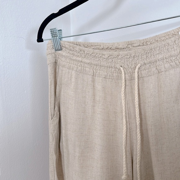 💥 Boho Linen Rope Drawstring Beach Pants | Oatmilk - Picture 2 of 2